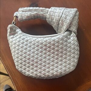 Elegant Silver Woven Women's Bag